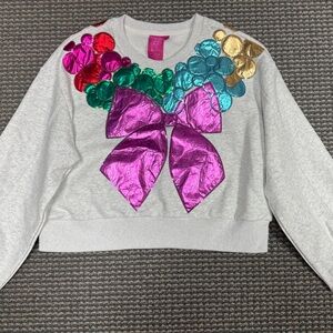 QUEEN OF SPARKLES Metallic Bow Sweatshirt